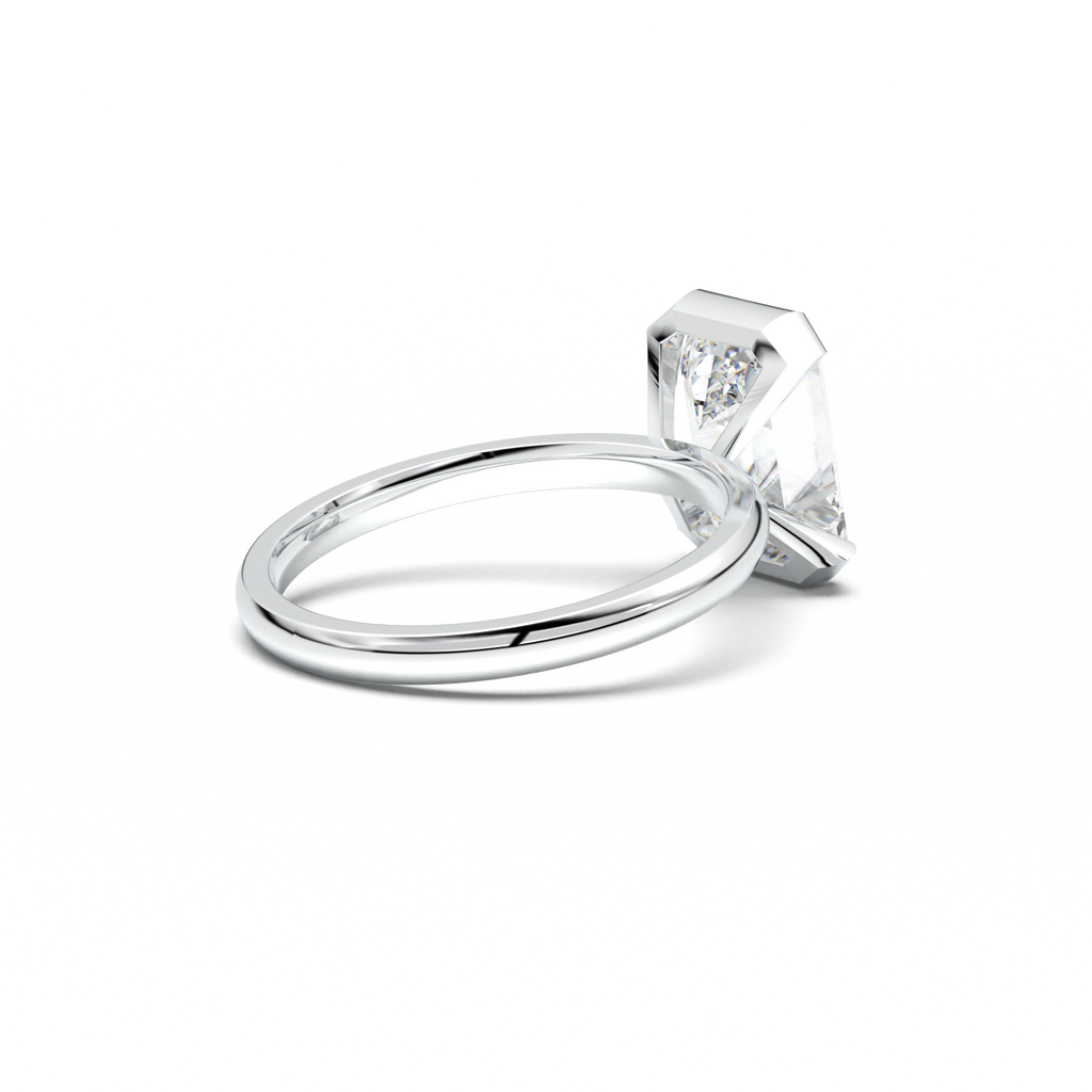Emerald Cut Half-Bezel Engagement Ring