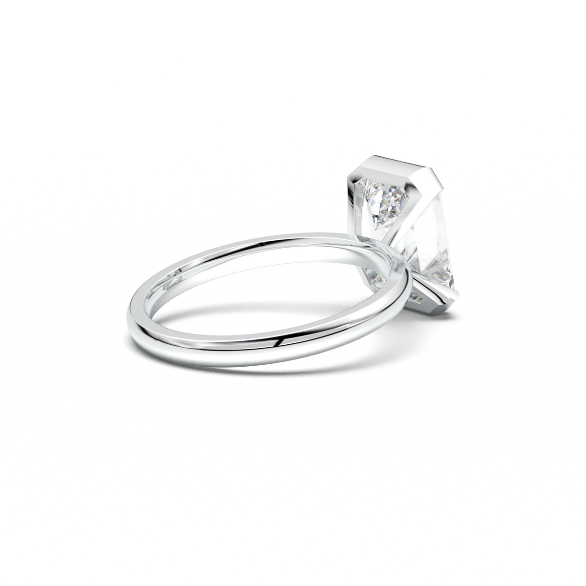 Emerald Cut Half-Bezel Engagement Ring