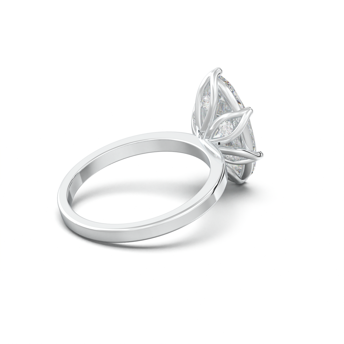 Oval Diamond-Accent Gallery Engagement Ring