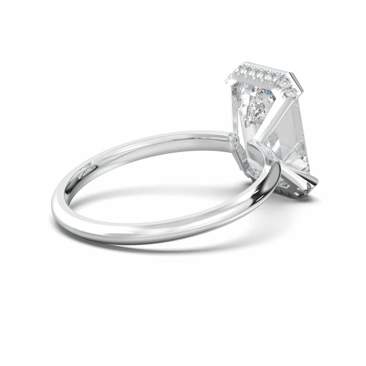 Emerald Hidden Halo Engagement Ring