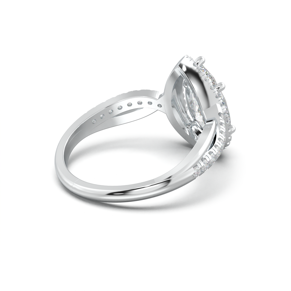 Pear Halo Twisted Pavé Engagement Ring