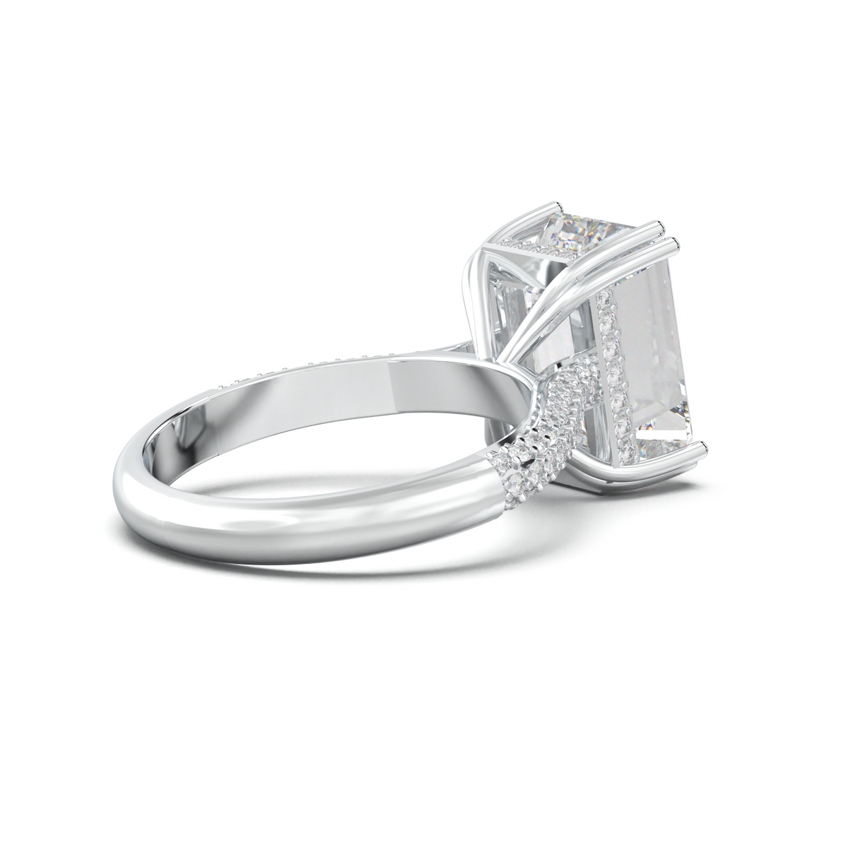 Emerald Double Pavé Engagement Ring
