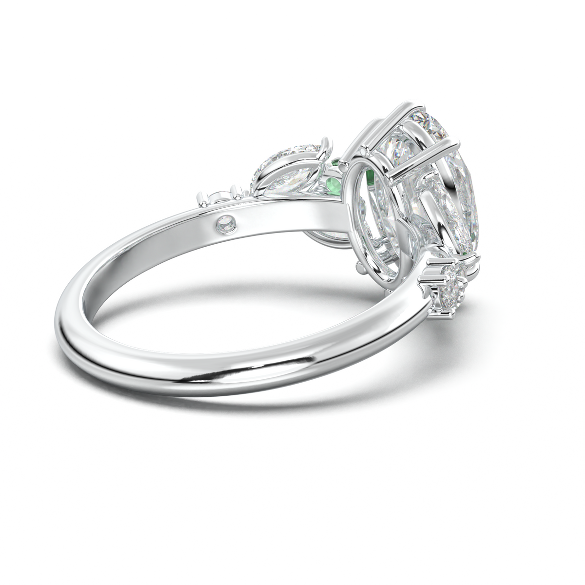 Oval Marquise-Accent Engagement Ring