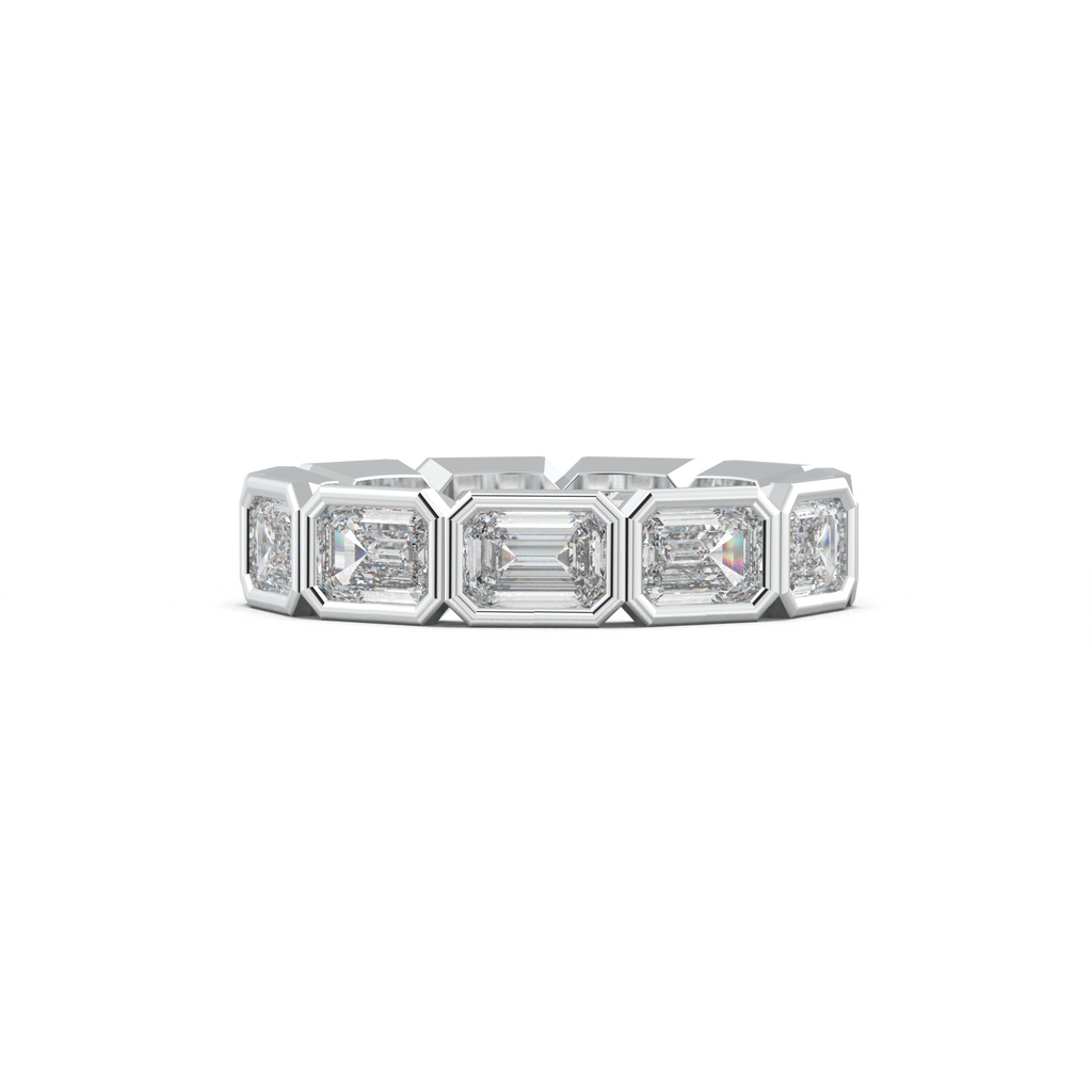 Emerald-Cut Bezel-Style Eternity Wedding Band