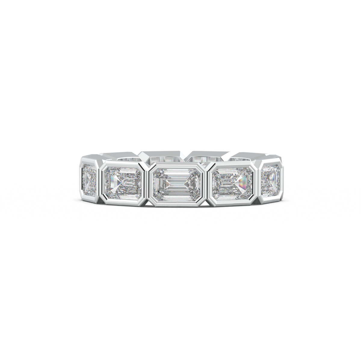 Emerald-Cut Bezel-Style Eternity Wedding Band