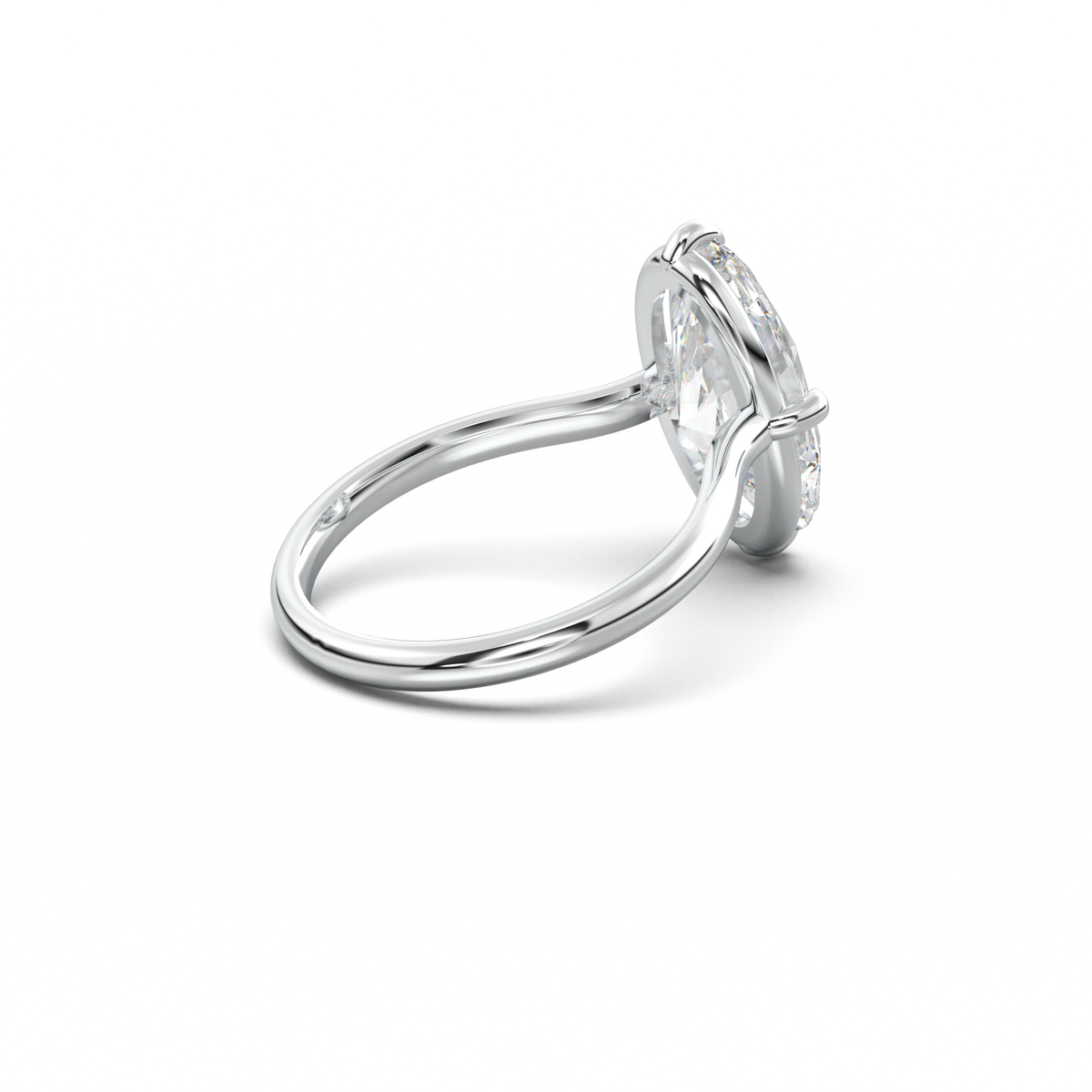 Elongated Moval Solitaire Engagement Ring