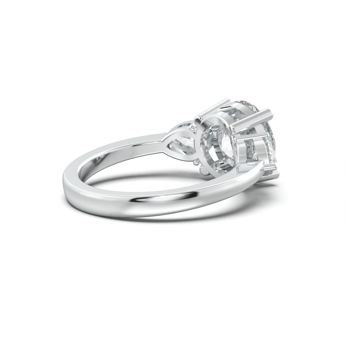 Round Pear Three-Stone Engagement Ring