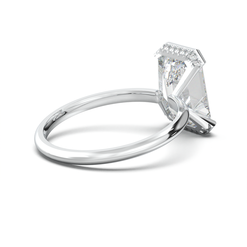 Emerald Hidden Halo Engagement Ring