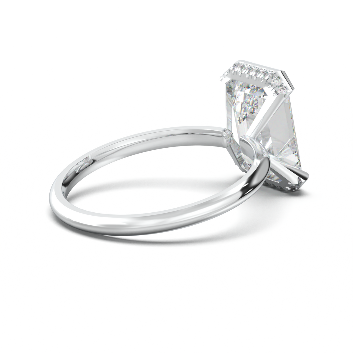 Emerald Hidden Halo Engagement Ring