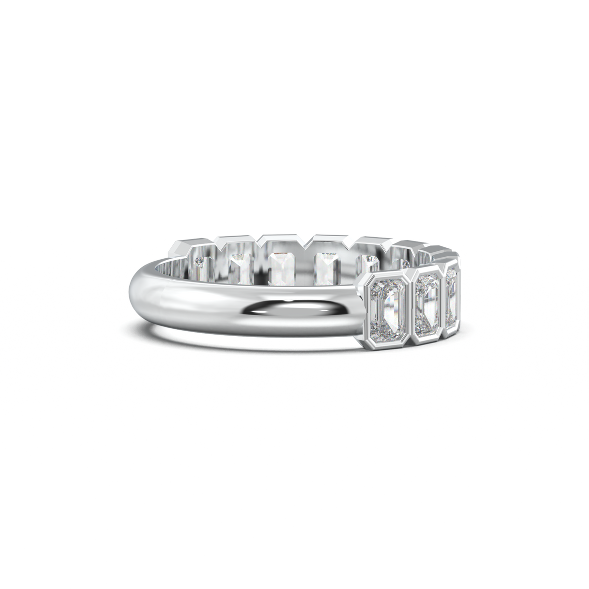 Emerald Bezel Half-Eternity Wedding Band