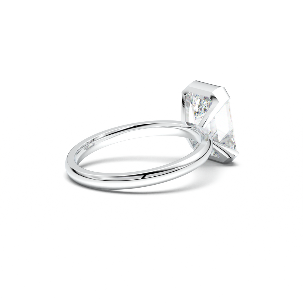 Emerald Cut Half-Bezel Engagement Ring