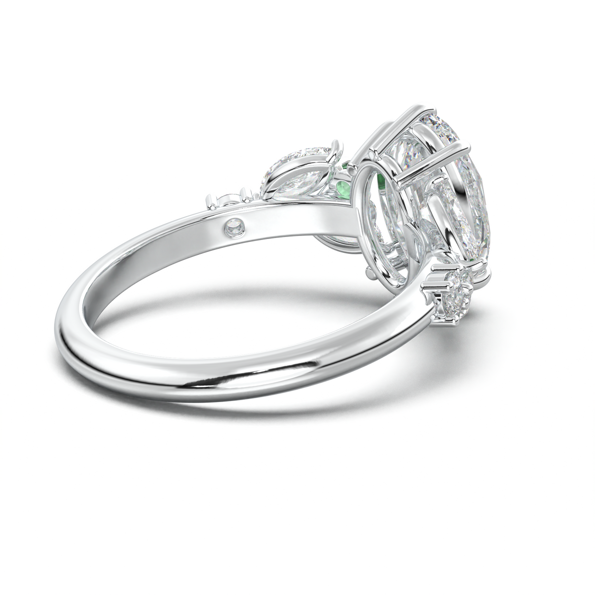 Oval Marquise-Accent Engagement Ring