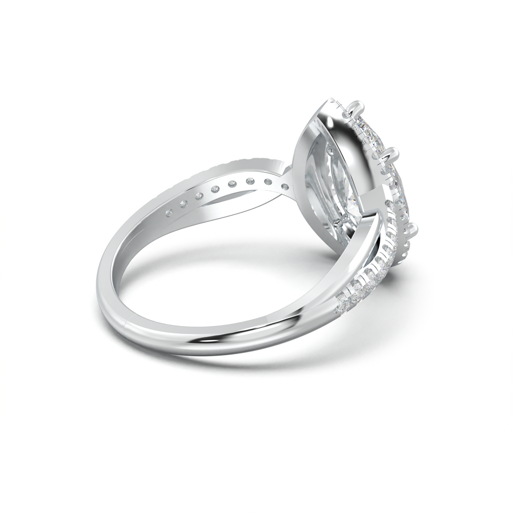 Pear Halo Twisted Pavé Engagement Ring