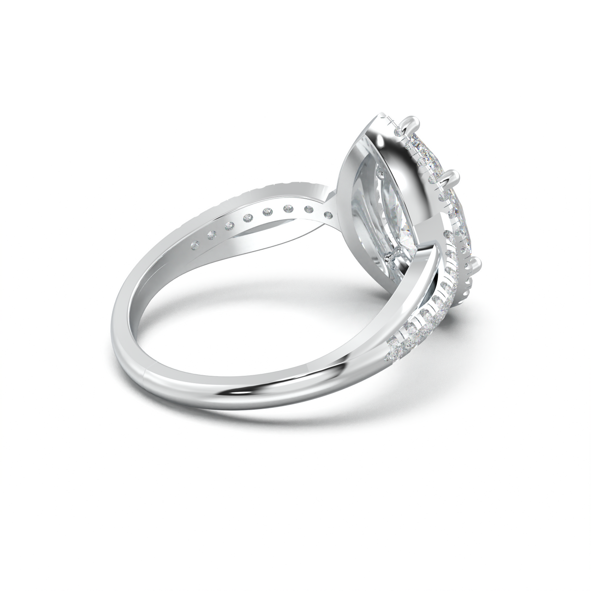 Pear Halo Twisted Pavé Engagement Ring