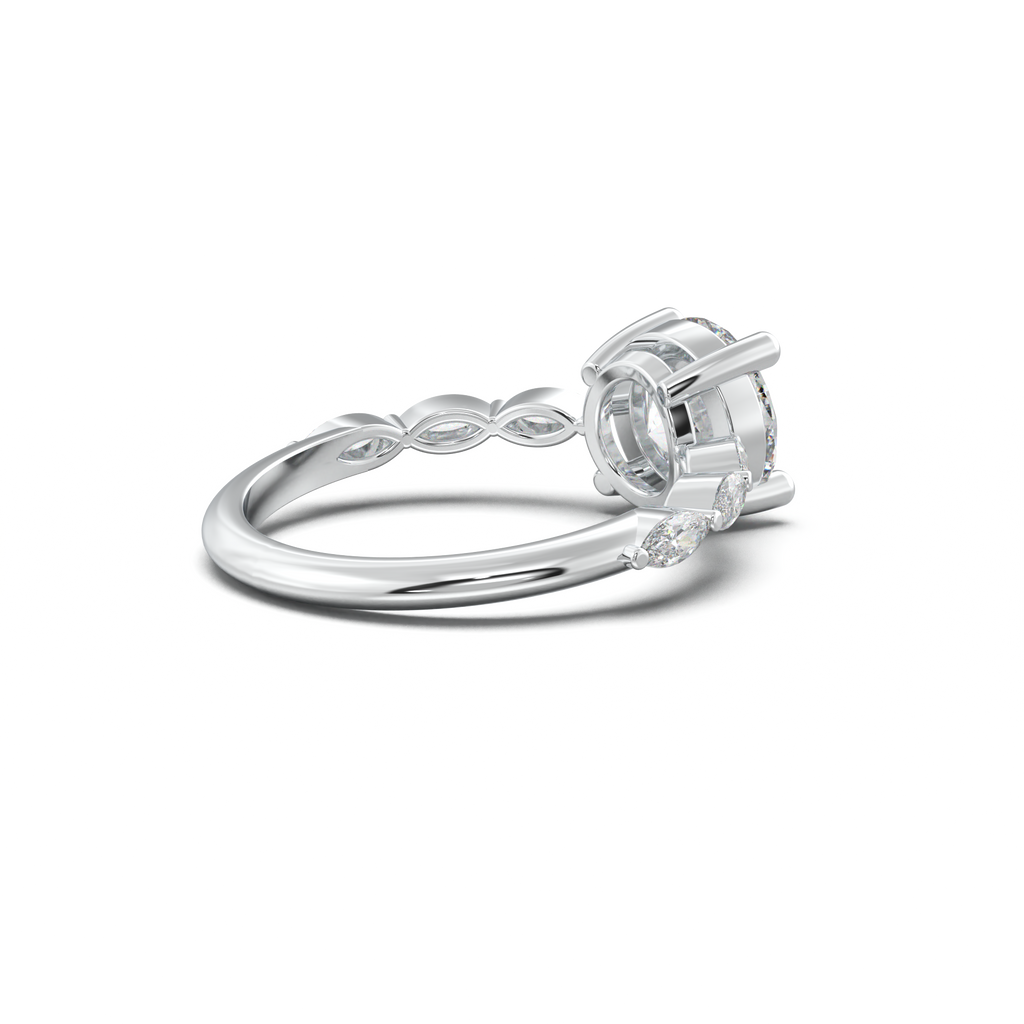Round Marquise Side-Stone Engagement Ring