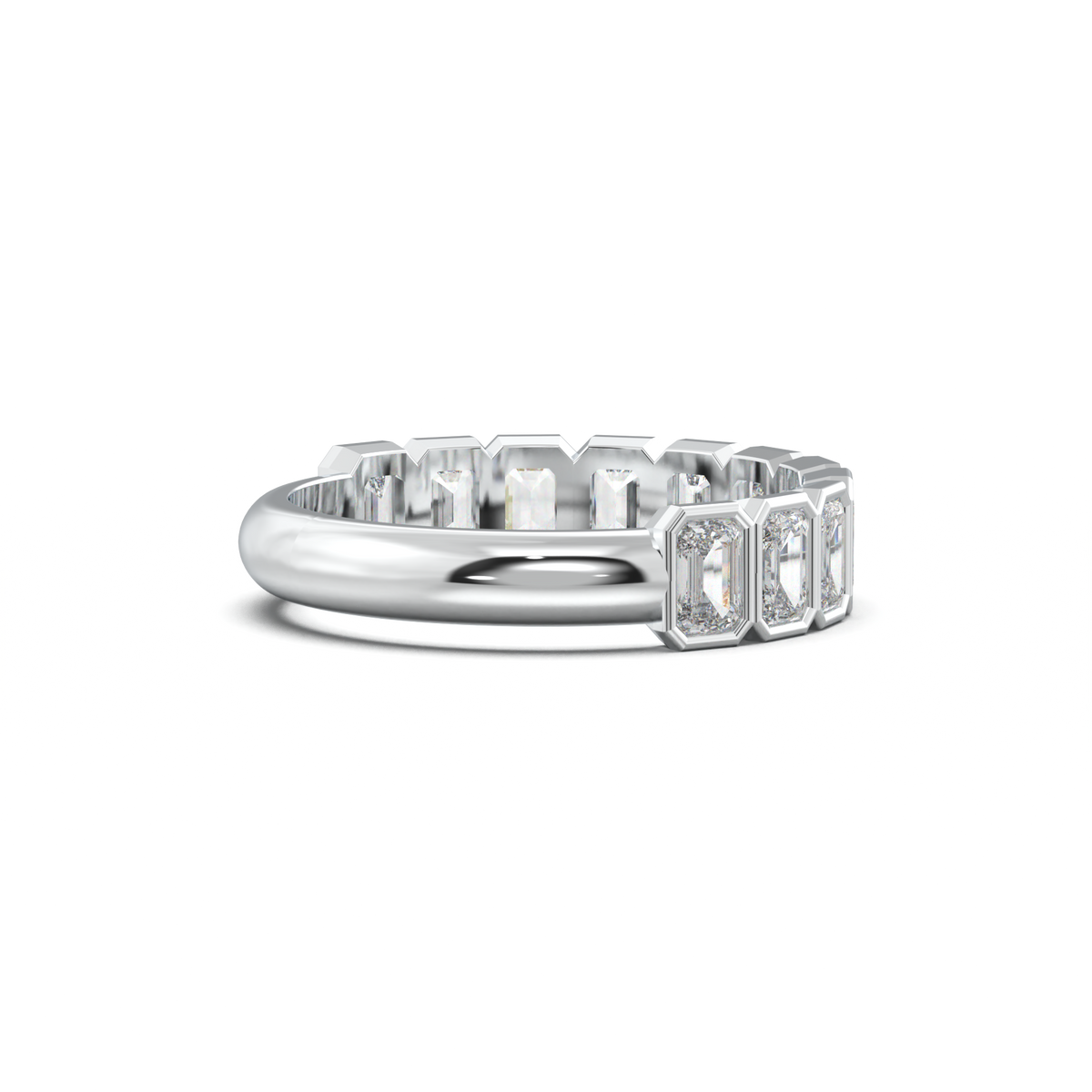 Emerald Bezel Half-Eternity Wedding Band