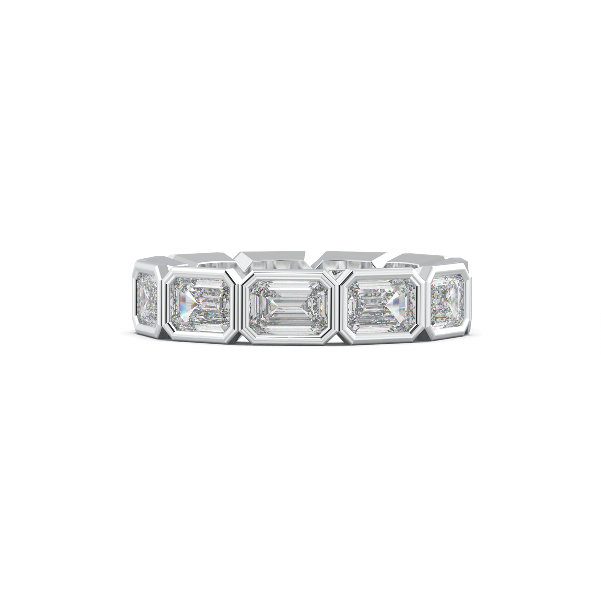 Emerald-Cut Bezel-Style Eternity Wedding Band