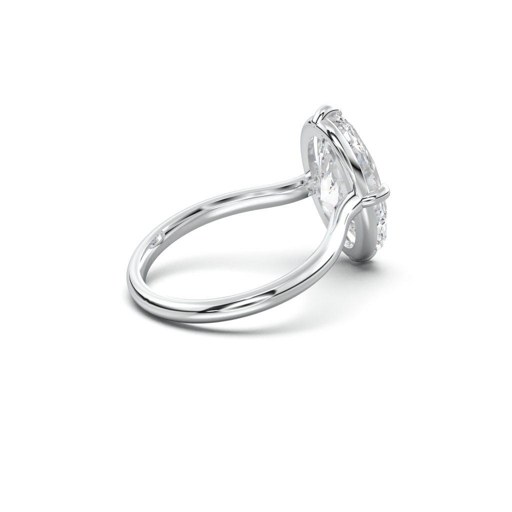 Elongated Moval Solitaire Engagement Ring