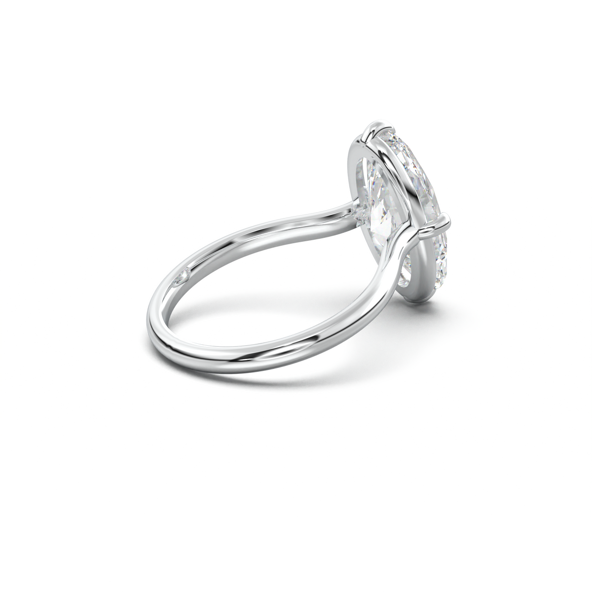 Elongated Moval Solitaire Engagement Ring