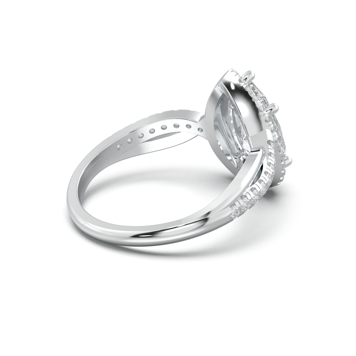Pear Halo Twisted Pavé Engagement Ring