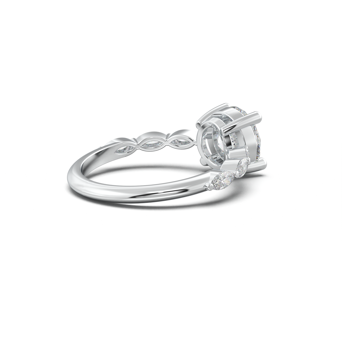 Round Marquise Side-Stone Engagement Ring