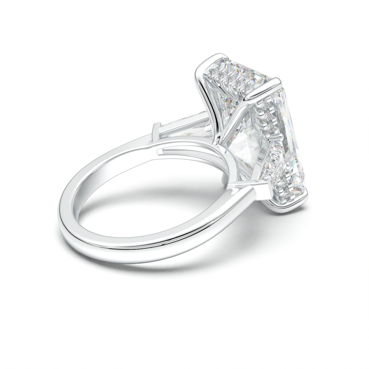 Radiant Baguette Hidden Halo Engagement Ring