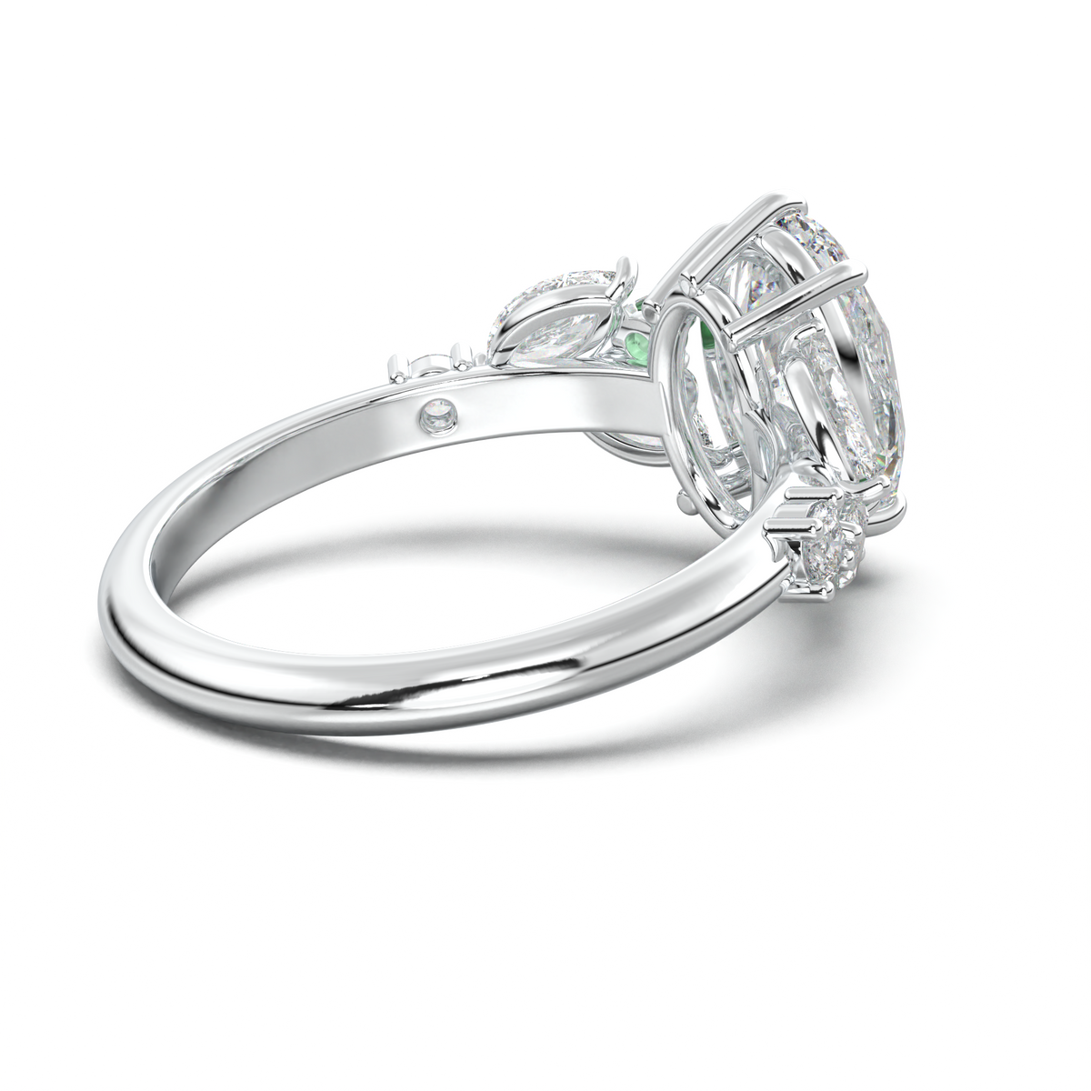 Oval Marquise-Accent Engagement Ring