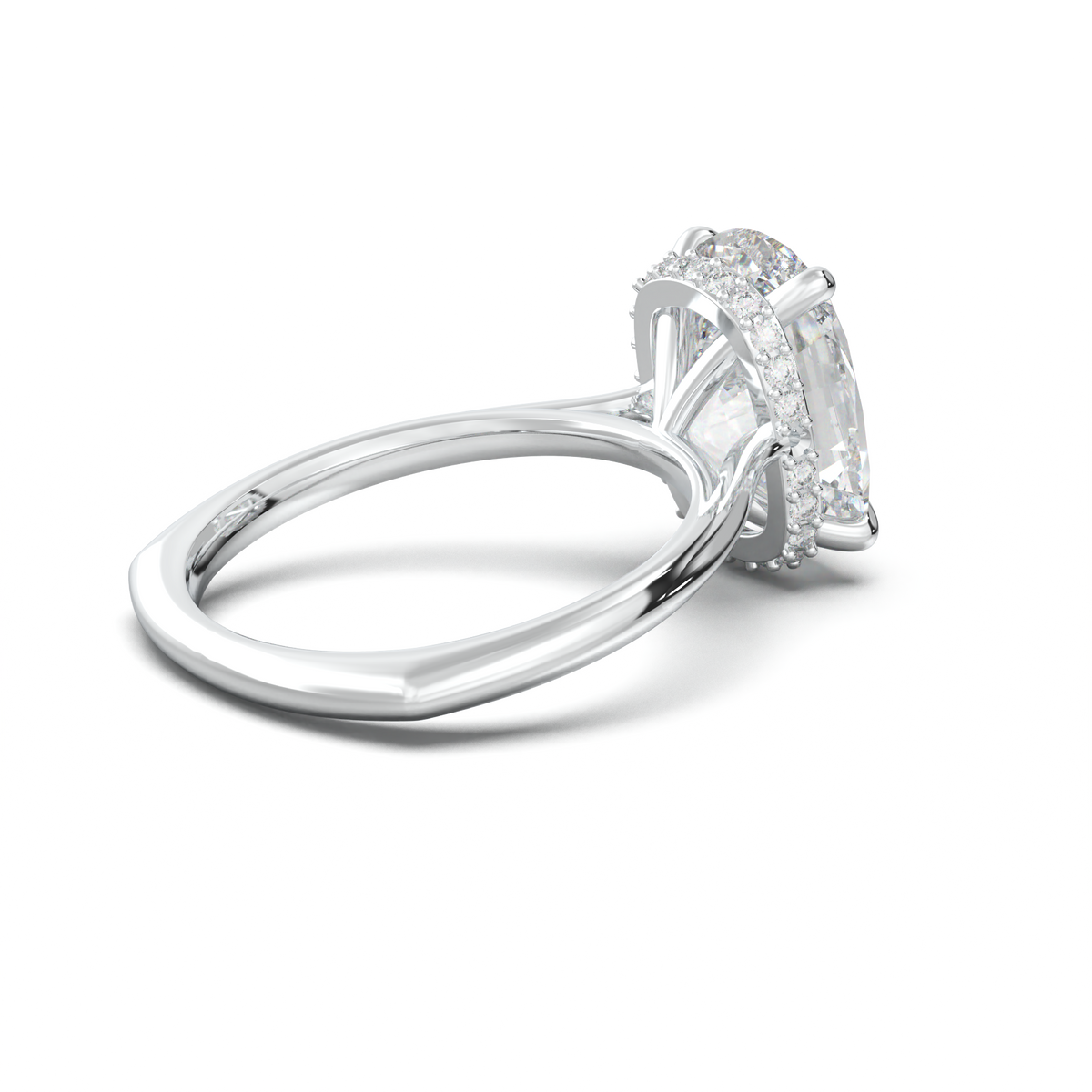 Cushion Hidden Halo Engagement Ring