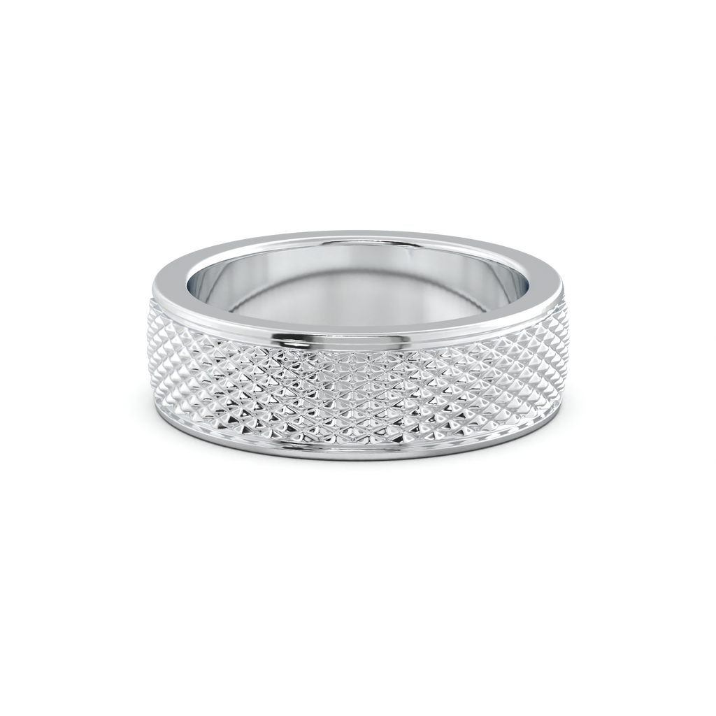 Diamond-Cut Textured Men's Wedding Band
