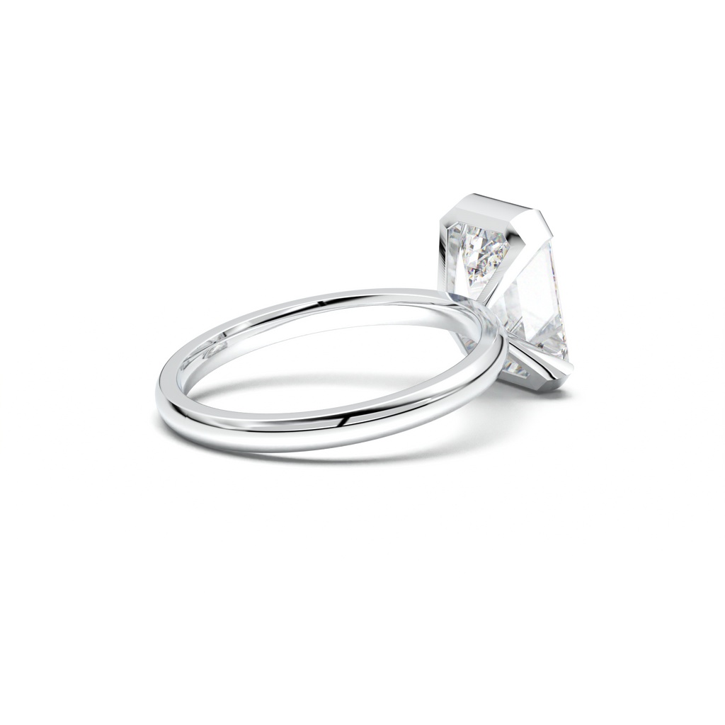 Emerald Cut Half-Bezel Engagement Ring