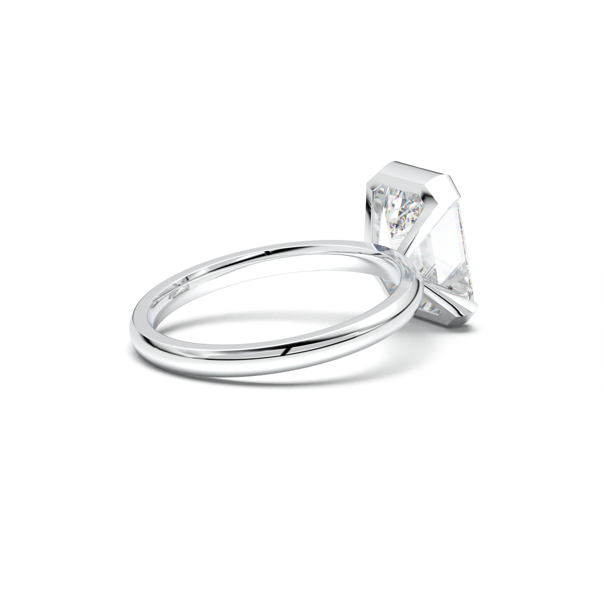Emerald Cut Half-Bezel Engagement Ring