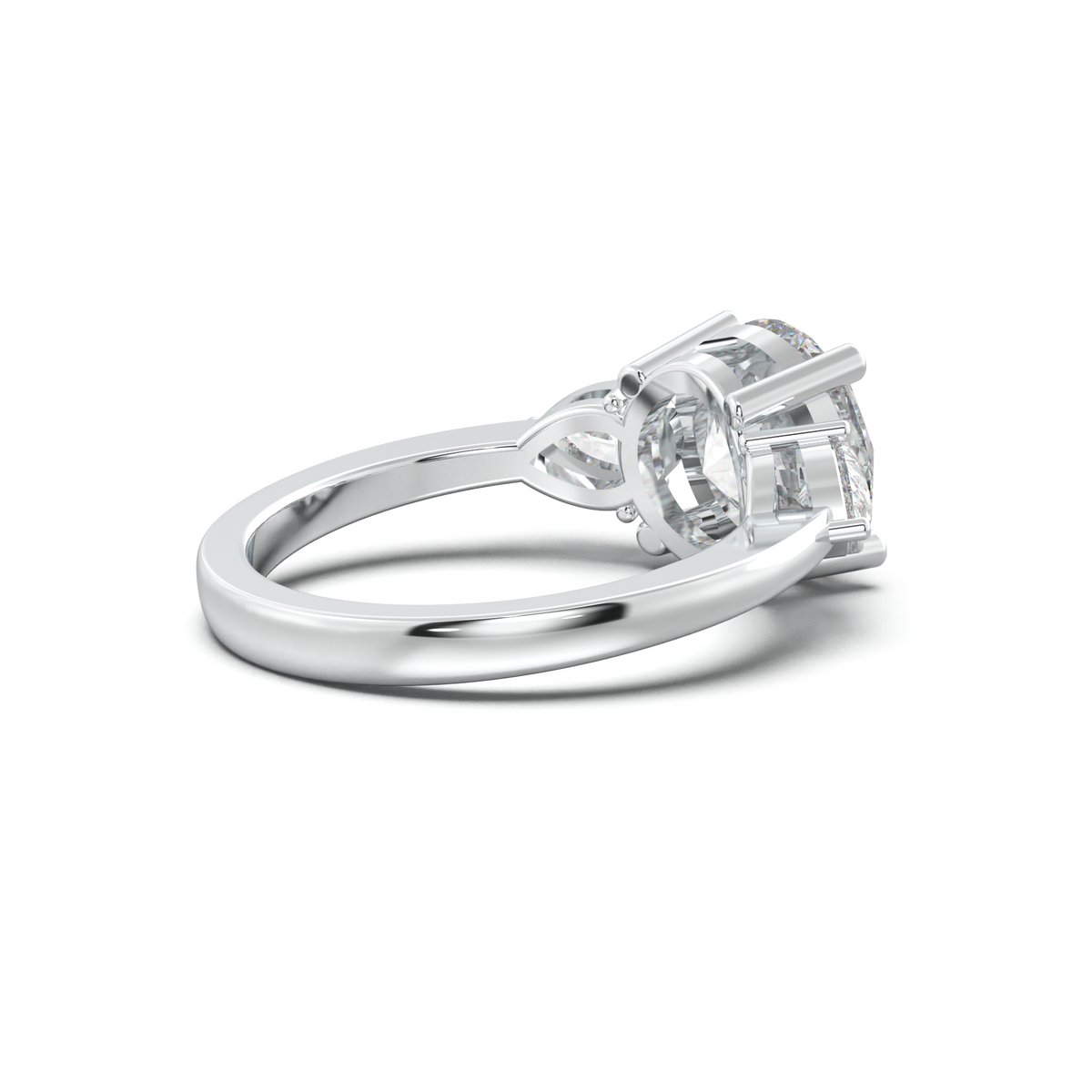 Round Pear Three-Stone Engagement Ring