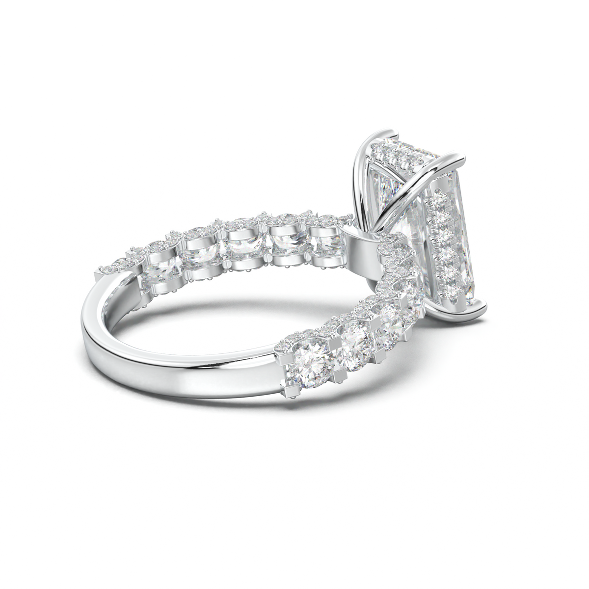 Radiant Diamond Band Engagement Ring