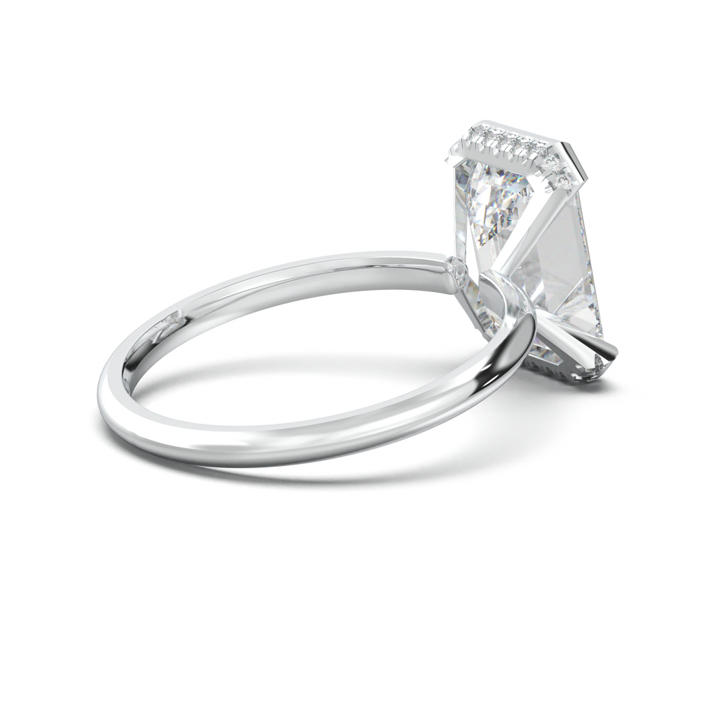 Emerald Hidden Halo Engagement Ring