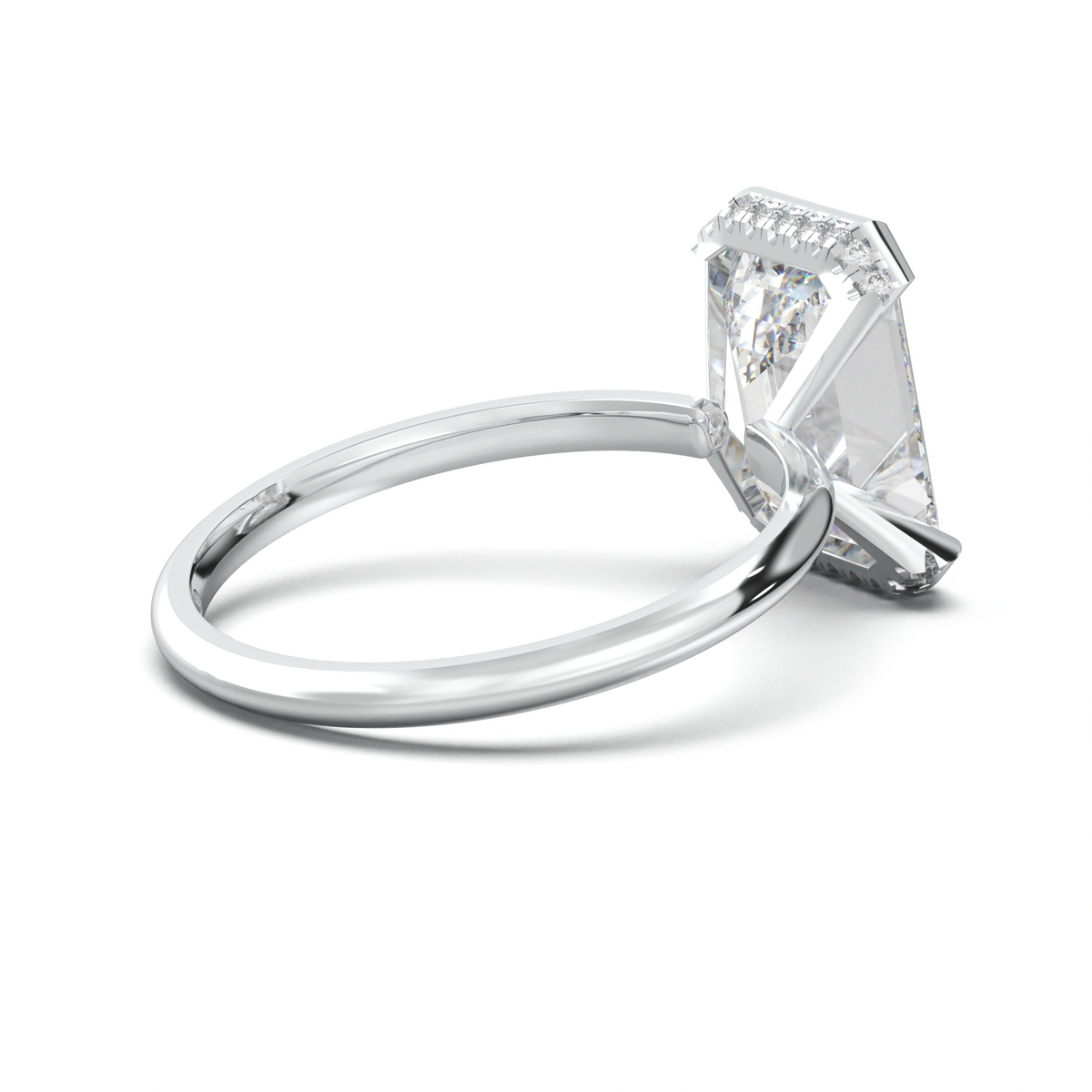 Emerald Hidden Halo Engagement Ring