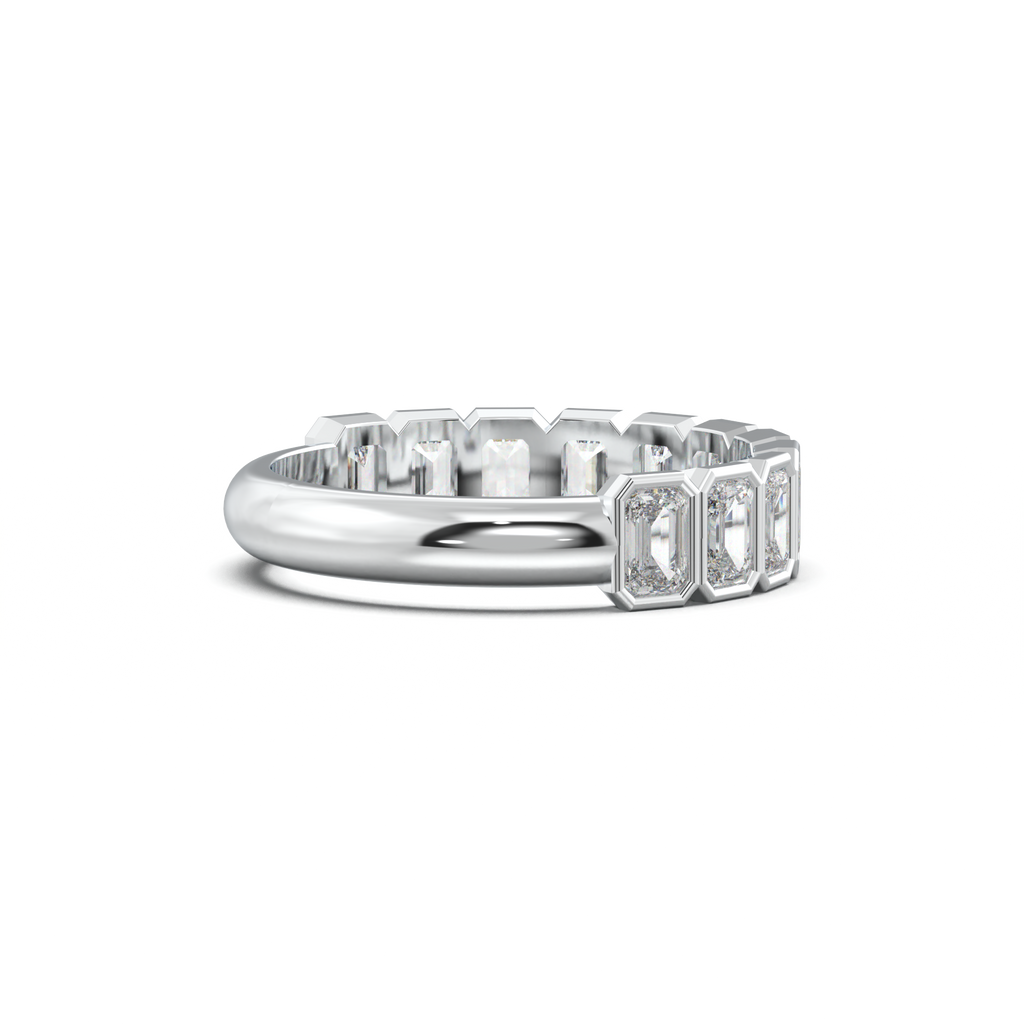 Emerald Bezel Half-Eternity Wedding Band