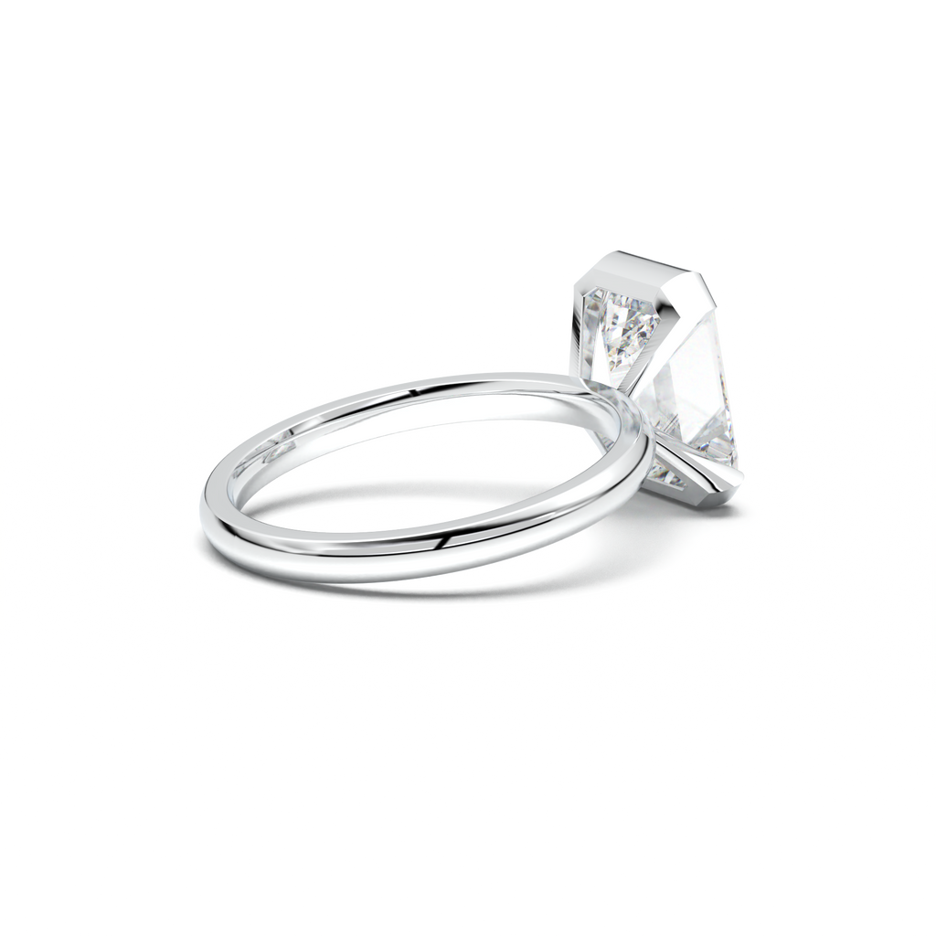 Emerald Cut Half-Bezel Engagement Ring