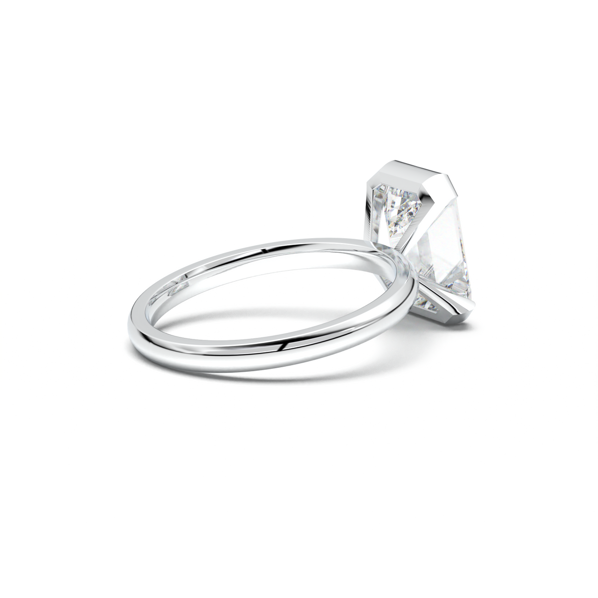 Emerald Cut Half-Bezel Engagement Ring