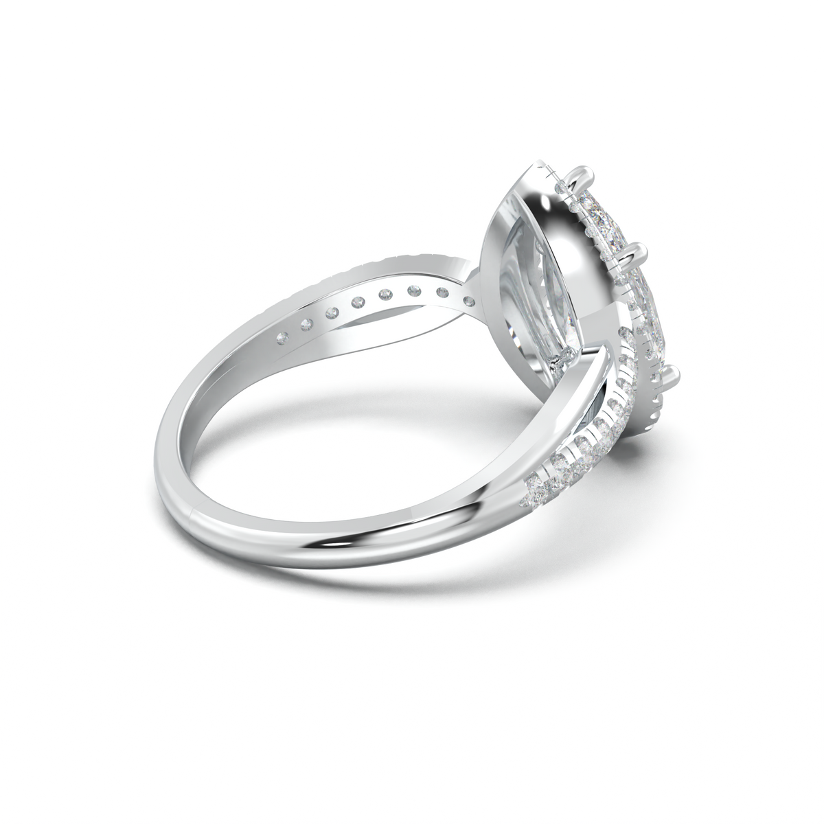 Pear Halo Twisted Pavé Engagement Ring