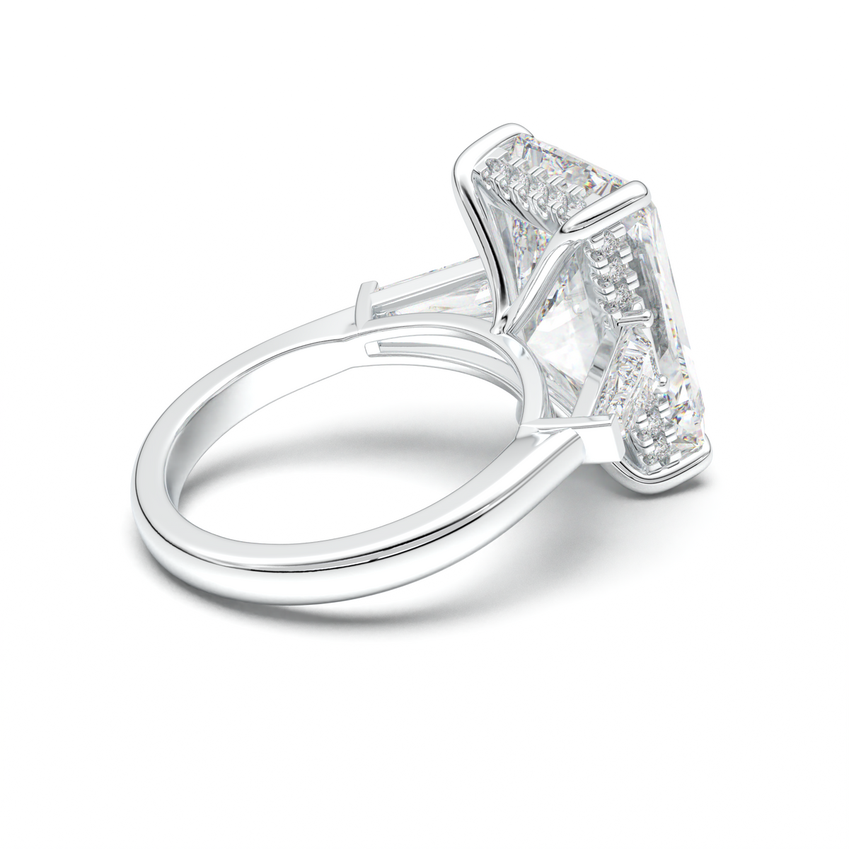 Radiant Baguette Hidden Halo Engagement Ring