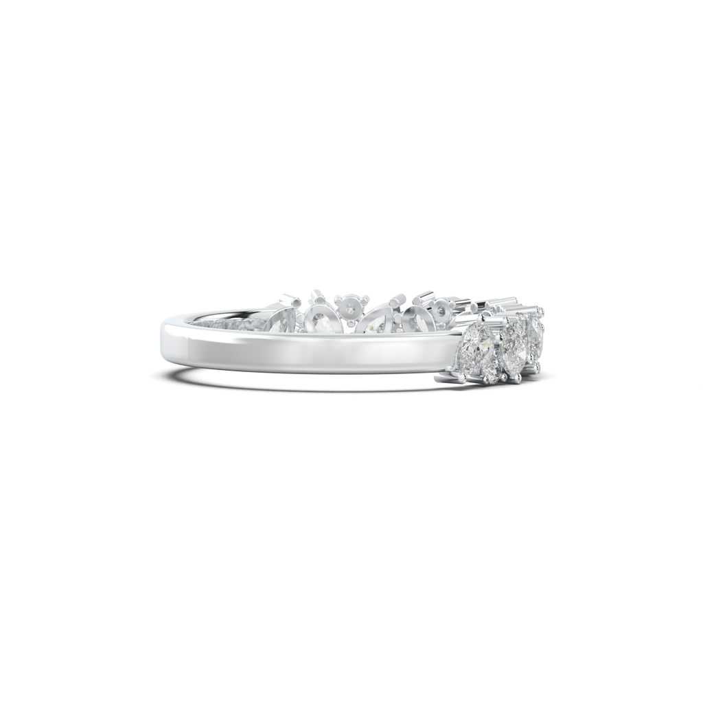 Alternating Pear & Round Half-Eternity Wedding Band