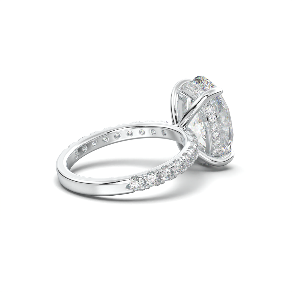 Cushion Hidden Halo Pavé Engagement Ring