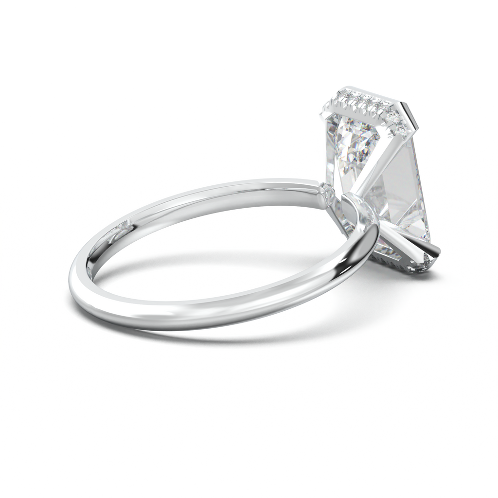 Emerald Hidden Halo Engagement Ring
