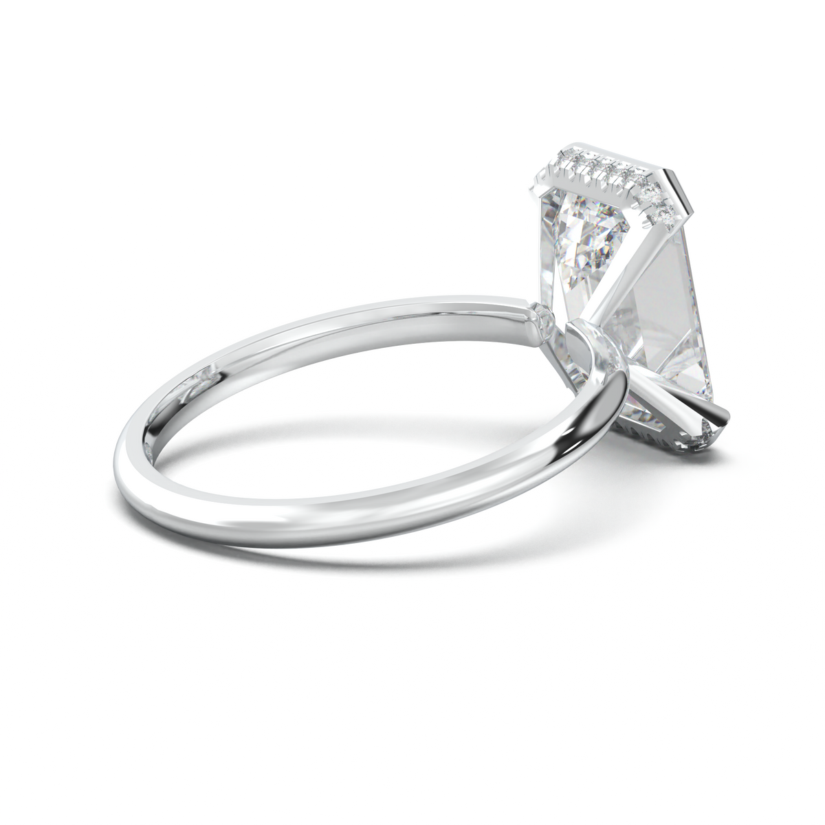 Emerald Hidden Halo Engagement Ring