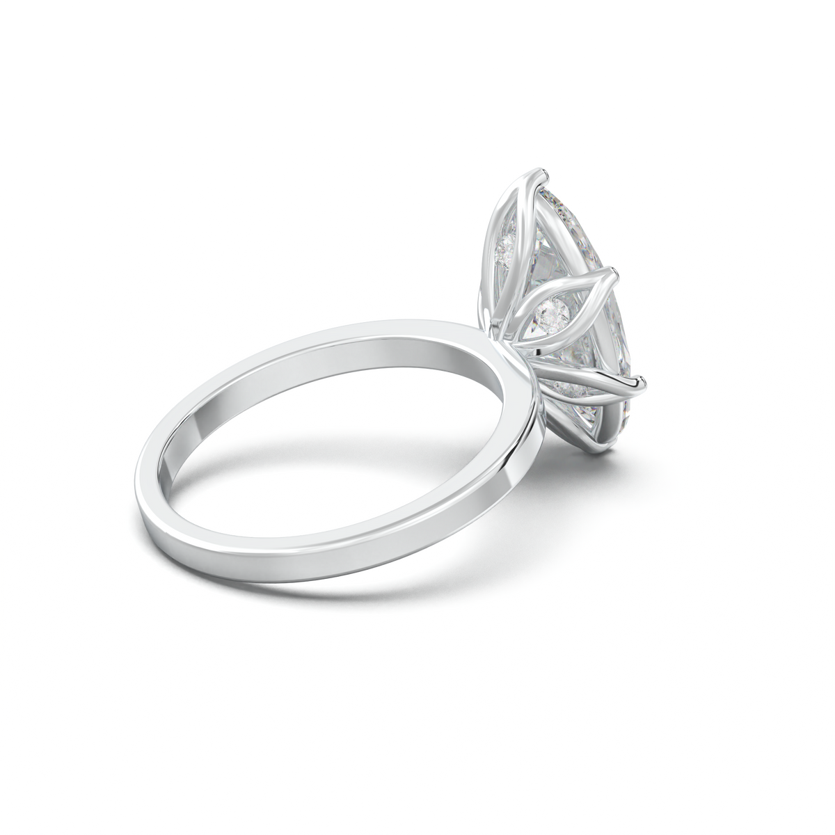 Oval Diamond-Accent Gallery Engagement Ring