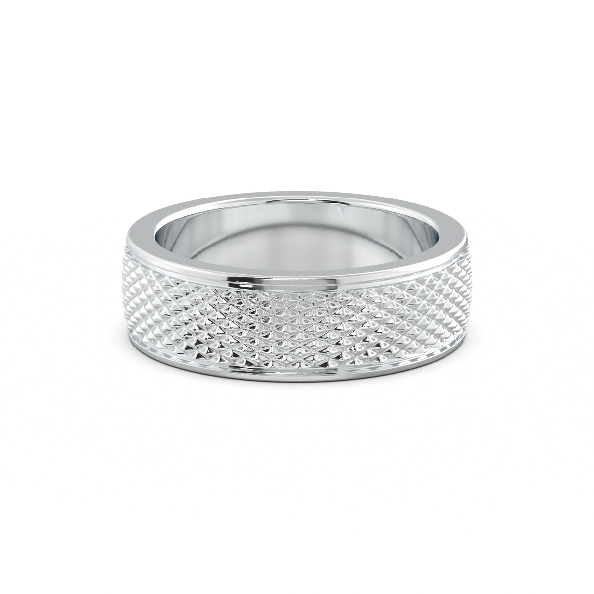 Diamond-Cut Textured Men's Wedding Band