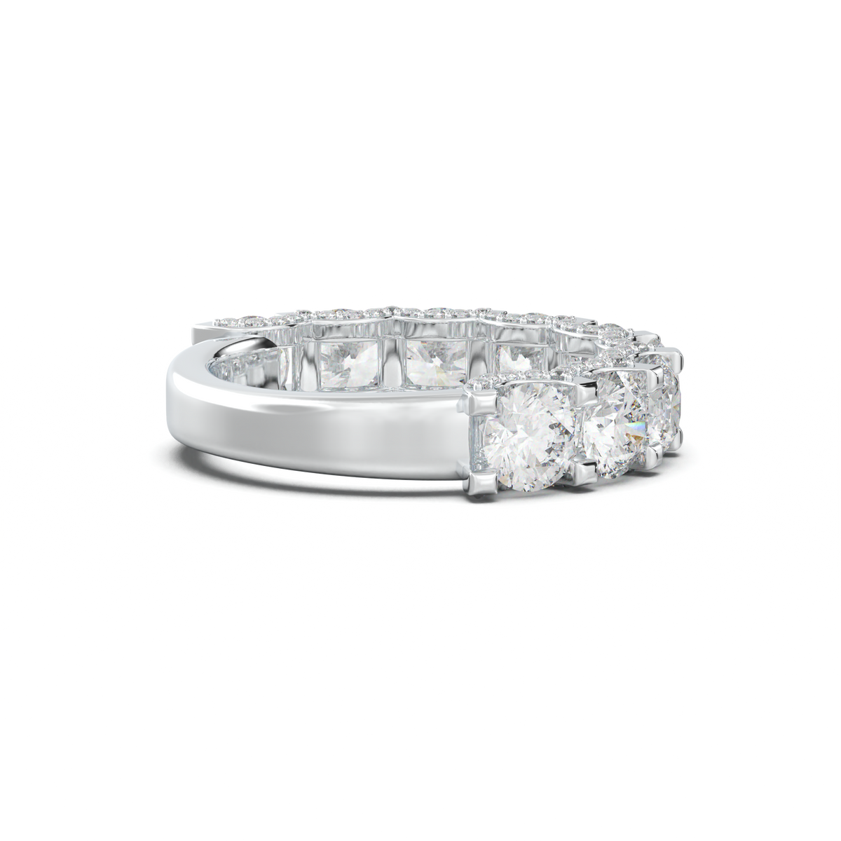 Round Diamond Pavé-Edge Wedding Band