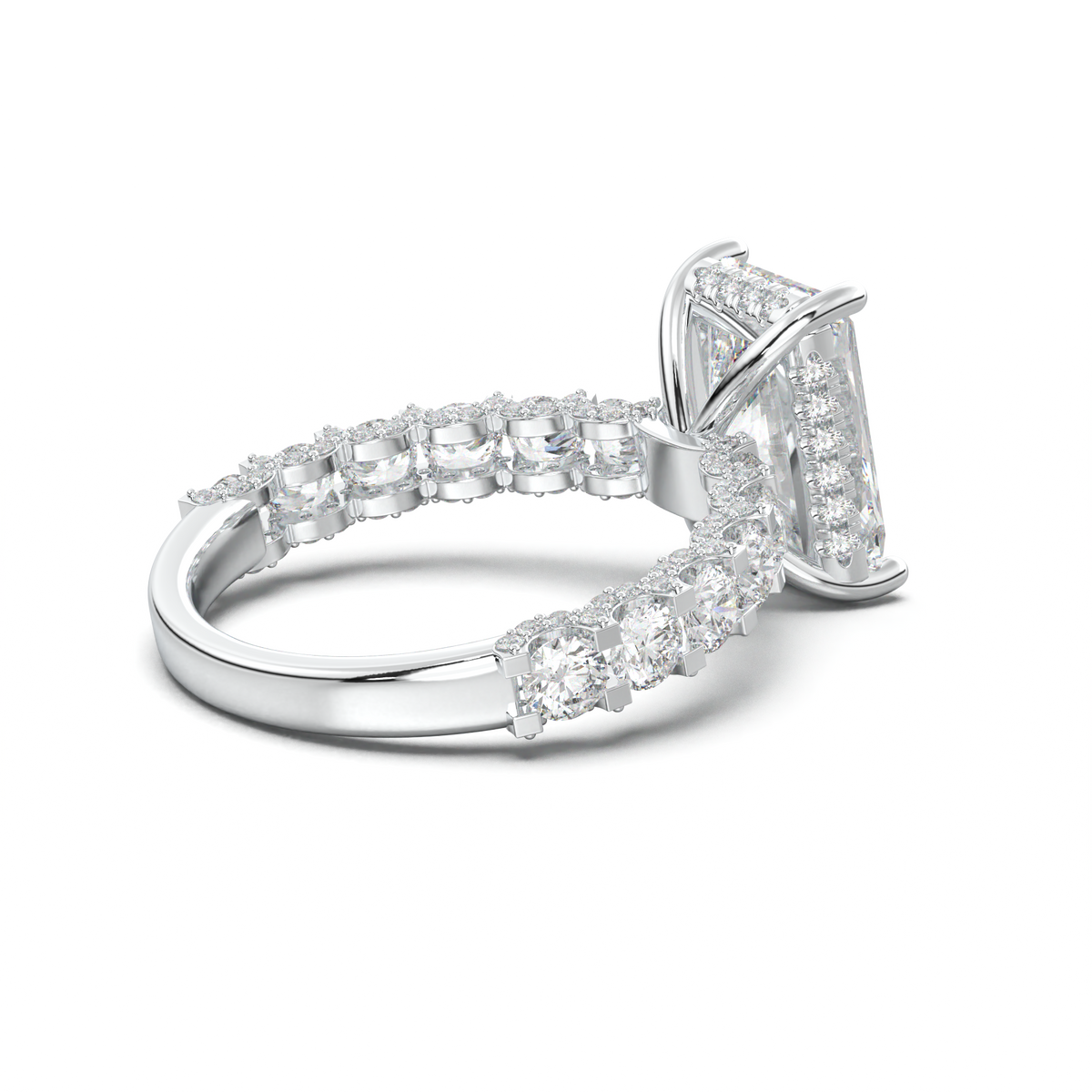 Radiant Diamond Band Engagement Ring