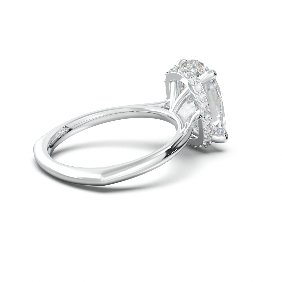 Cushion Hidden Halo Engagement Ring