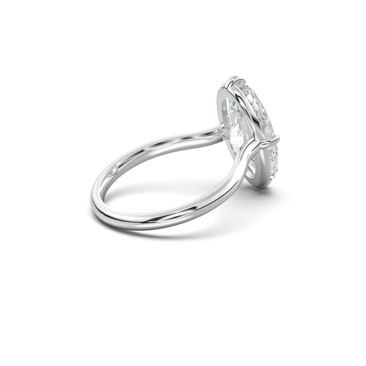 Elongated Moval Solitaire Engagement Ring